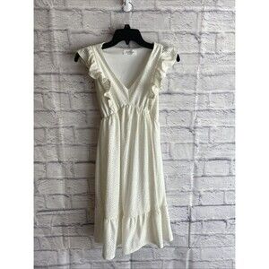 Kaileigh Women’s White Eyelet Ruffle Cottagecore Dress Size XS
